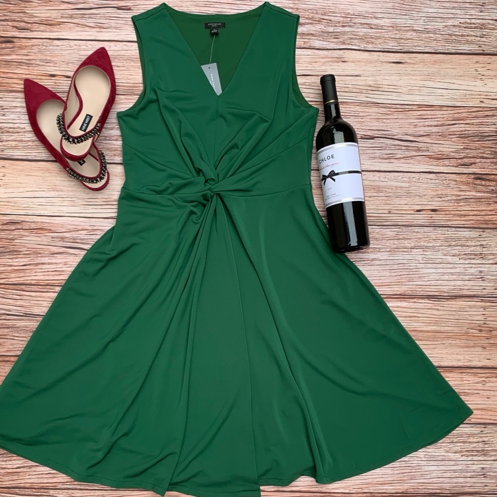 Petite Matte Jersey Knot  Front Midi Dress